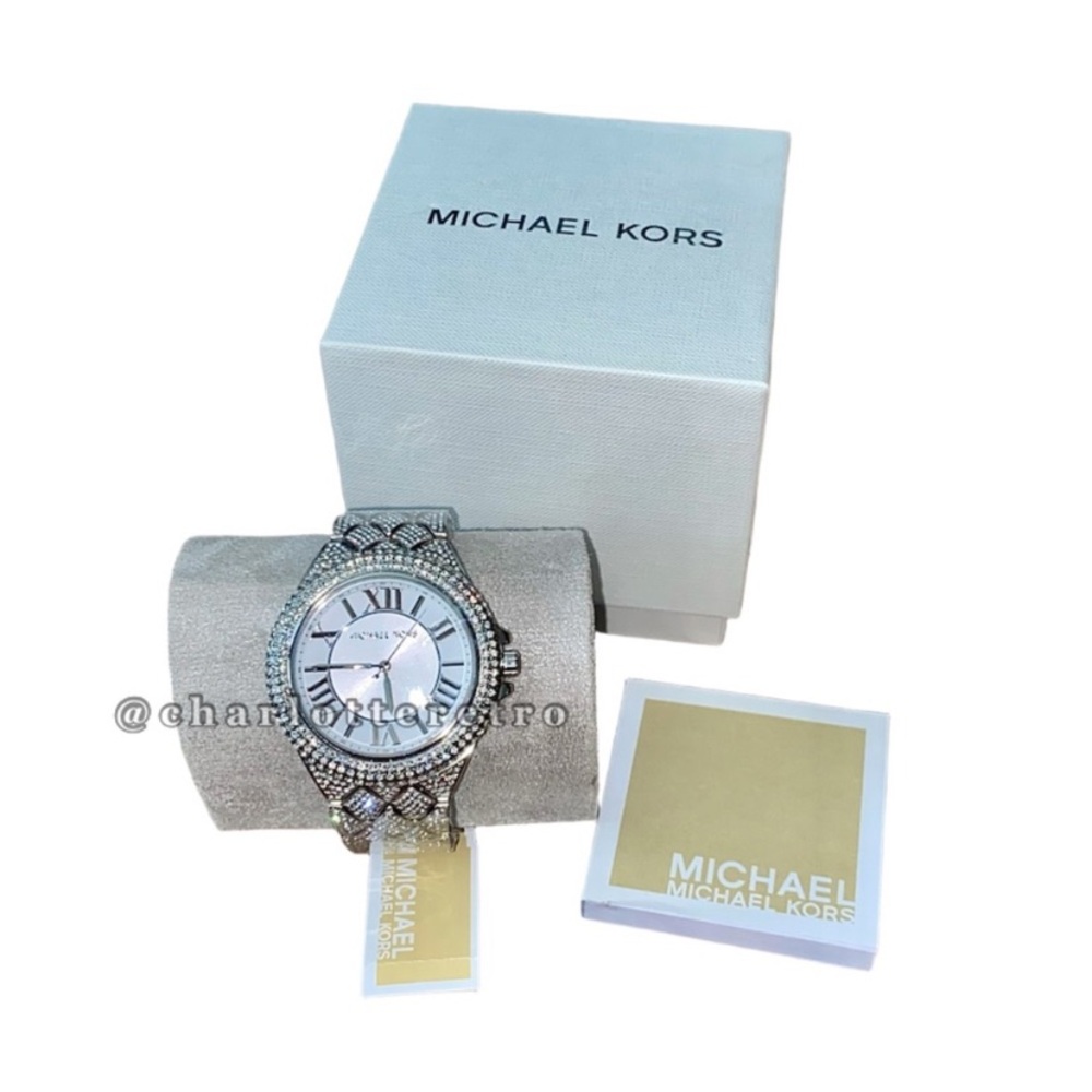 NWT! $450 Michael Kors CAMILLE Oversized Pave Encrusted Stainless Steel Watch